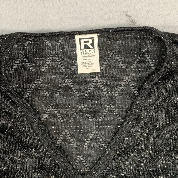 R-Wear Rampage Clothing Co Made in USA Womens Black Long Sleeve Sheer Top Sz M - Picture 2 of 7